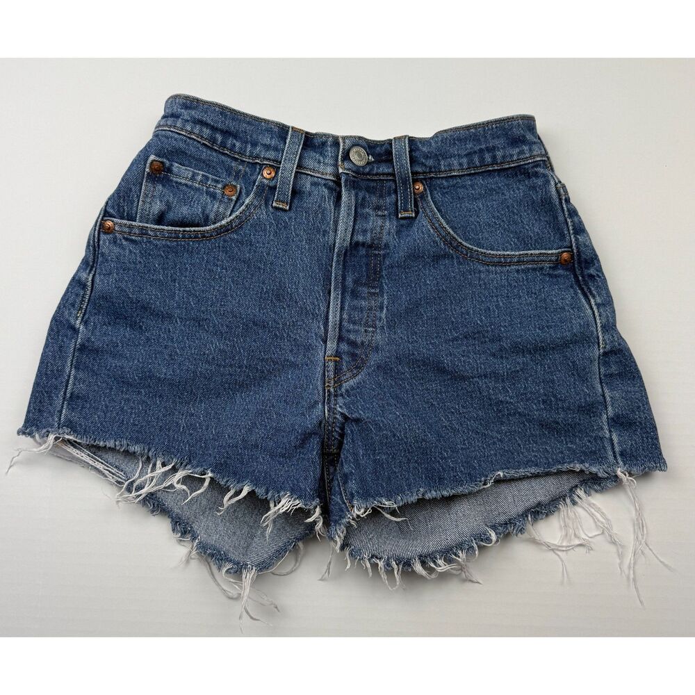 Levi's 501 Cutoff Denim Shorts High Waisted W24 Distressed